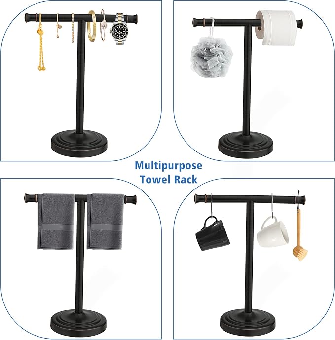 RUMOSE 13 Inch Oil Rubbed Bronze Towel Stand Hand Towel Holder Bathroom Kitchen - Image 3