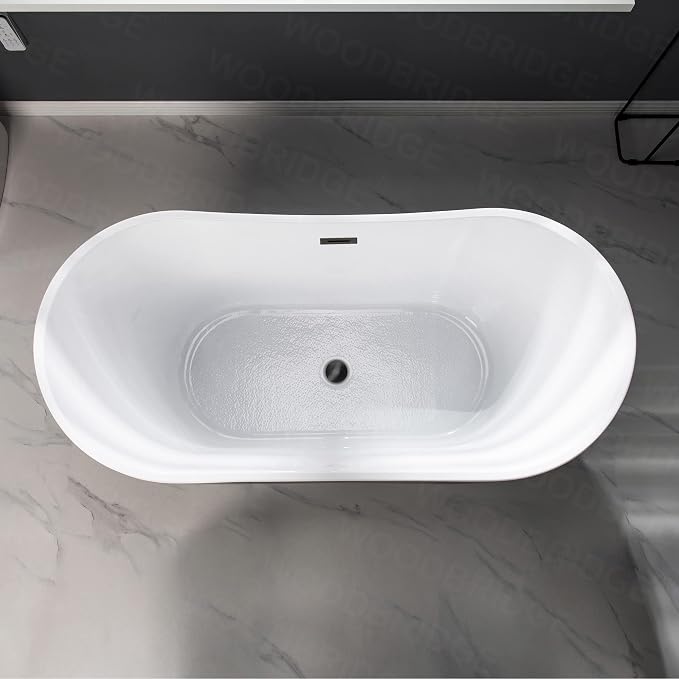 WOODBRIDGE 59" Acrylic Freestanding Bathtub Contemporary Soaking Tub, BTA1816-MB - Image 5