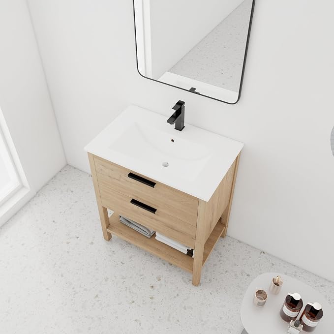 30 inch Bathroom Vanity with Resin Sink, Single Sink Modern Mid Century - Image 4