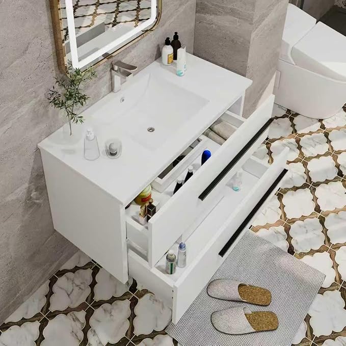 36 Inch Bathroom Vanity with Sink, Modern Floating Vanity Wall Mounted Bathroom - Image 6