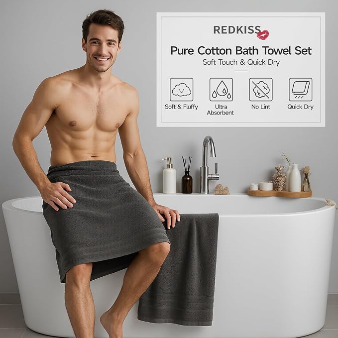 REDKISS 6 Piece Luxury Bath Towel Set - Image 6