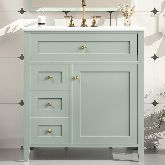 30" Bathroom Vanity with Sink Combo, Tip-Out Drawer, Solid Wood & MDF Modern - Image 3