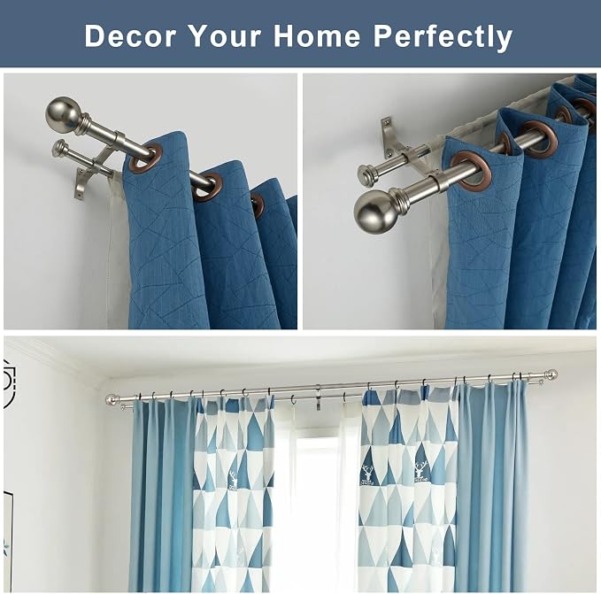 Double Curtain Rod 84 to 120 inch, Adjustable 1 inch Double Drapery Rod Rods - Image 5