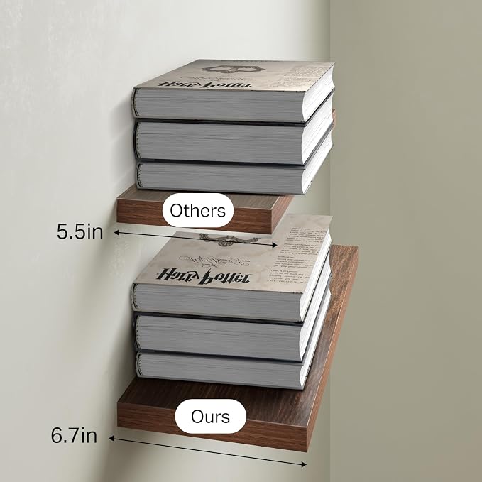 BAYKA Floating Shelves for Wall, Wall Mounted Rustic Wood Shelves for Bathroom - Image 3