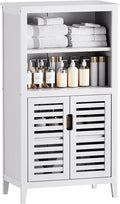 HITNET White Bathroom Cabinet, Bamboo Storage Cabinet Freestanding, Side Tall by HITNET