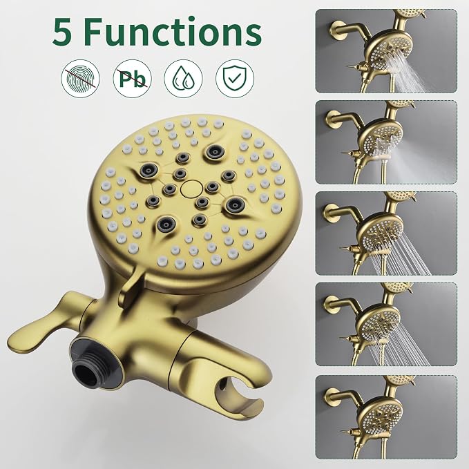 L829-3 Brushed Gold Shower Faucet Set - Image 6