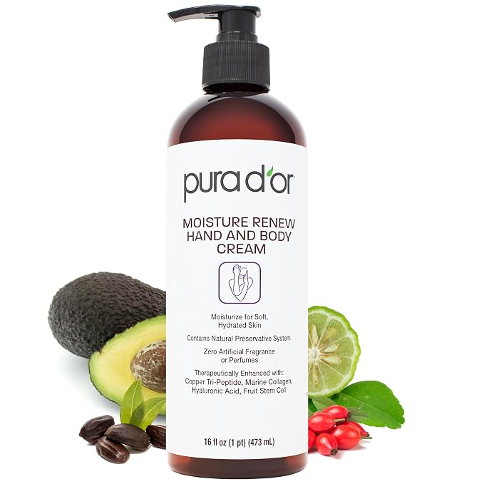 PURA D'OR 16 Oz Moisture Renew Hand & Body Cream – Ultra-Hydrating Daily by PURADOR