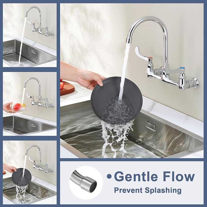 Wall Mount Commercial Sink Faucet Long Handles Wall Mounted Kitchen Faucet 8 - Image 4
