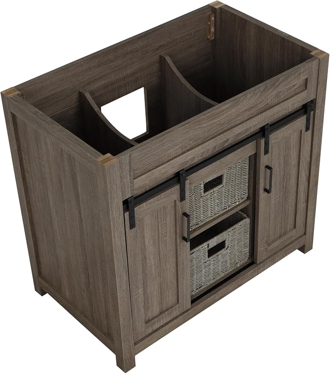 TILE & TOP Farm Barn 36“ Single Bathroom Vanity Cabinet without Top, Antique - Image 7