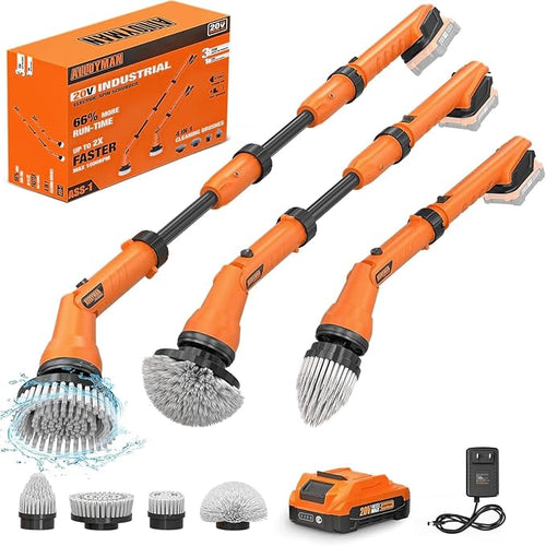 1000RPM Electric Spin Scrubber, 20V Cordless Cleaning Brush by ALLOYMANProfessionalTools