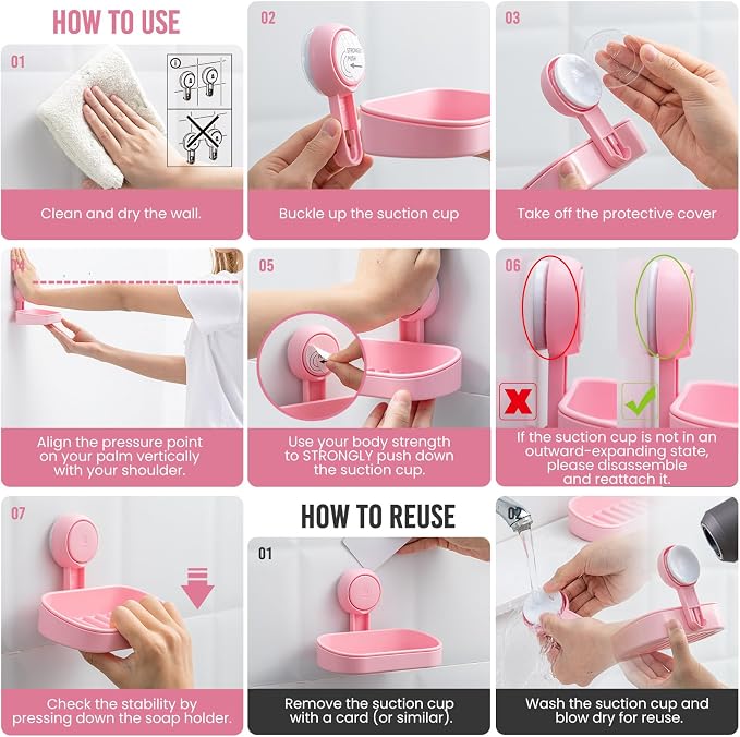 TAILI Soap Dish Bar Holder Suction Cup, SoapSaver - Image 5
