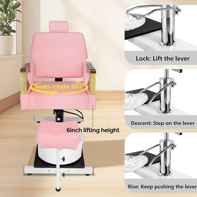 Reclining Pedicure Chair with Stool, Pedicure Station with Foot Massage Basin - Image 6