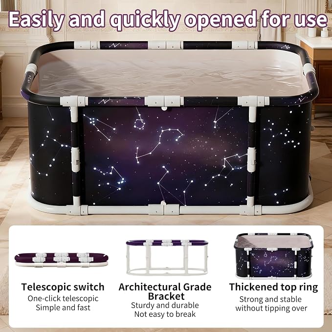 Portable Foldable Ice Bath Tub, Large Portable Soaking Bath Tub - Image 4