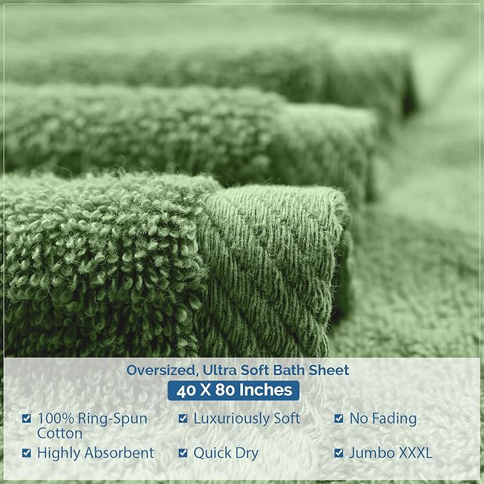 DAN RIVER Pack of 1 Bath Sheet 40x80 Inches, Extra Large Quick Dry Bath Towels - Image 6