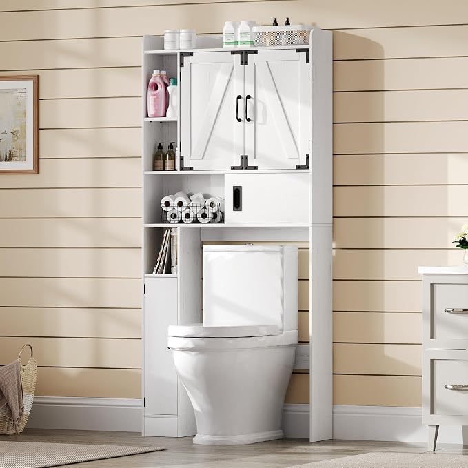 ChooChoo Over The Toilet Storage Cabinet, Farmhouse Bathroom Shelf Over Toilet by ChooChoo