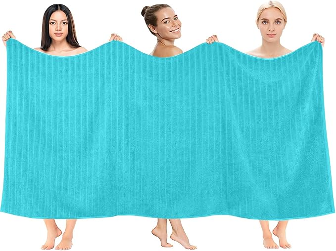 DAN RIVER Pack of 2 Bath Sheet 35x70 Inches, Ribbed Jumbo Bath Sheets - Image 4