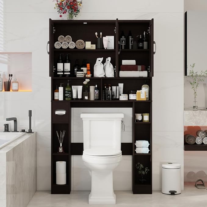 Over The Toilet Storage Cabinet, Farmhouse Toilet Cabinet Rack - Image 6