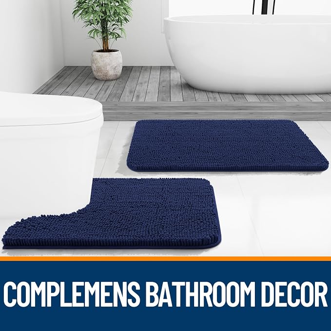 OLANLY Bathroom Rugs 24x16, Extra Soft Absorbent Chenille Bath Rugs, Rubber - Image 7