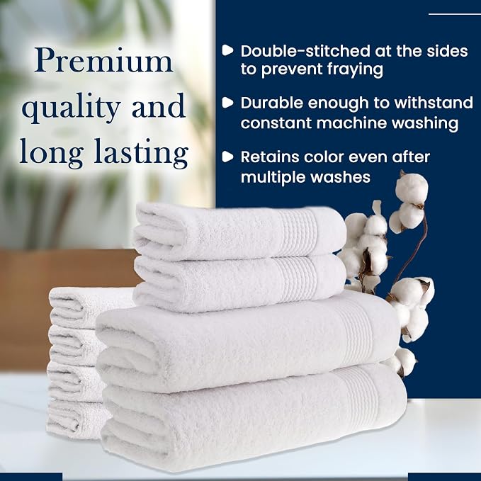 HALLEY Turkish Cotton Towels 2 Bath Towels 2 Hand Towels 4 Washcloths, Super - Image 5