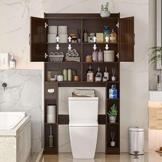 Over The Toilet Storage Cabinet, Farmhouse Toilet Cabinet Rack - Image 4