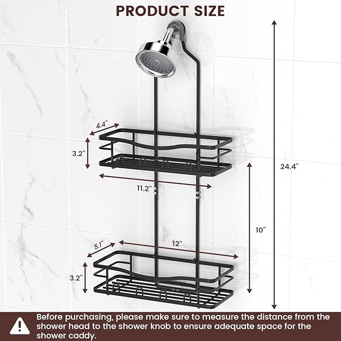 REINHARDT Shower Caddy Hanging, Rustproof Shower Caddy Anti-Swing Shower - Image 9