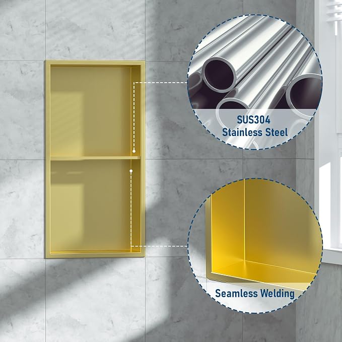 Neodrain Shower Niche Double Shelf Stainless Steel No Tile Needed Bathroom - Image 7
