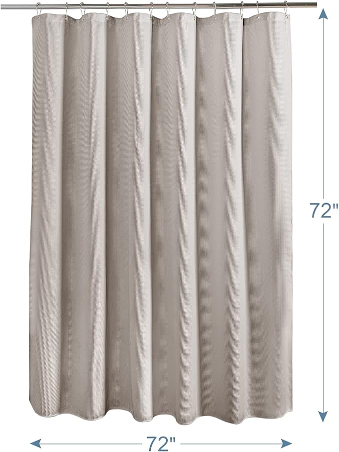 AmazerBath Waffle Shower Curtain, Khaki Shower Curtain Fabric - Image 8