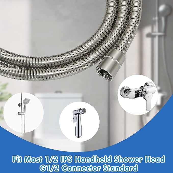 RUMOSE 118 inches Shower Hose Shower Head Extension Tube Extra Long Stainless - Image 9