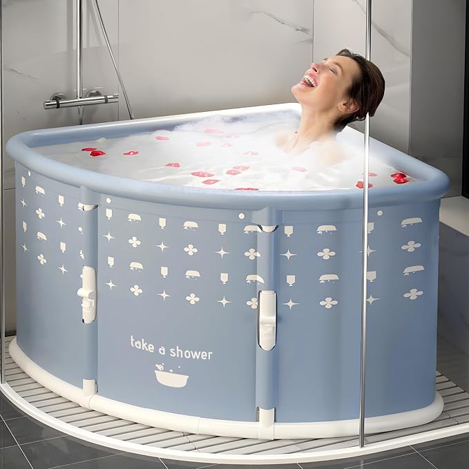 Foldable Bathtub for Adults, 28.8" Fan-Shaped Portable tub, Large Collapsible - Image 2