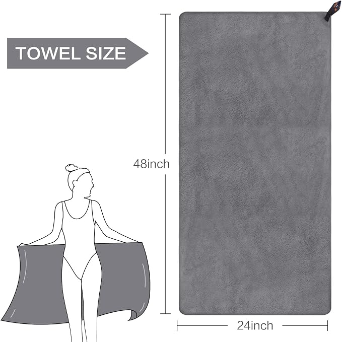 SUNLAND Microfiber Gym Bath Towel Ultra Soft Travel Camping Towel Super - Image 2
