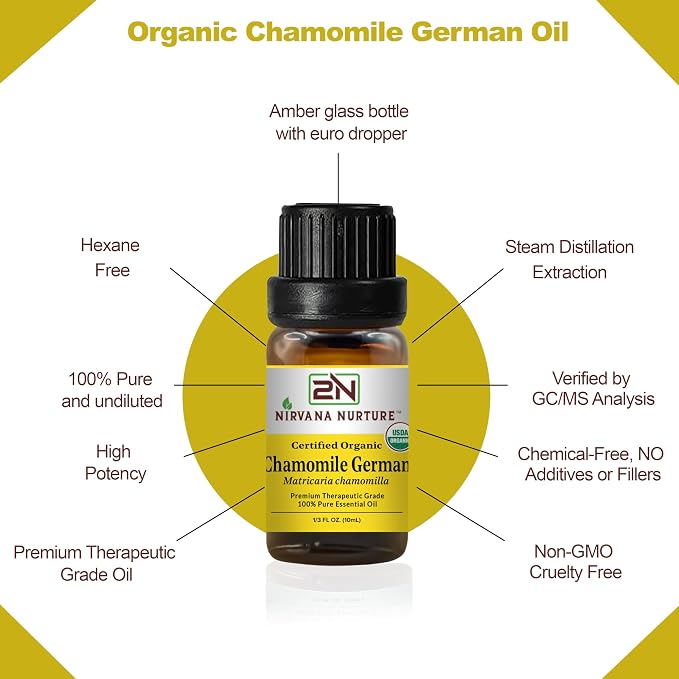 Chamomile German Essential Oil USDA Certified Organic, 100% Pure Natural - Image 3
