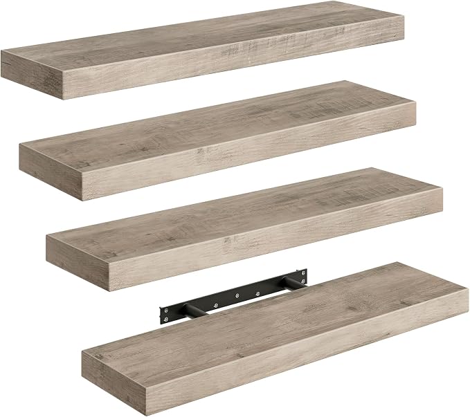 Floating Shelves for Wall, 1.5" Thick Wall Shelf Set of 4 by RALGEND