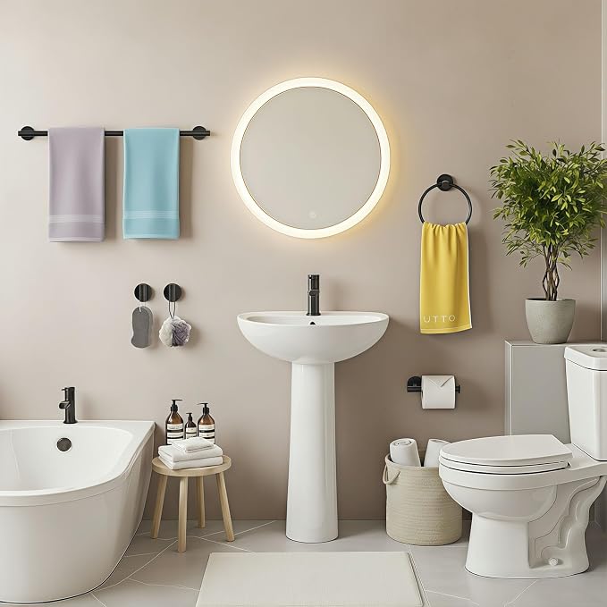 5-Piece Matte Black Bathroom Hardware Set, Towel Racks Set - Image 9