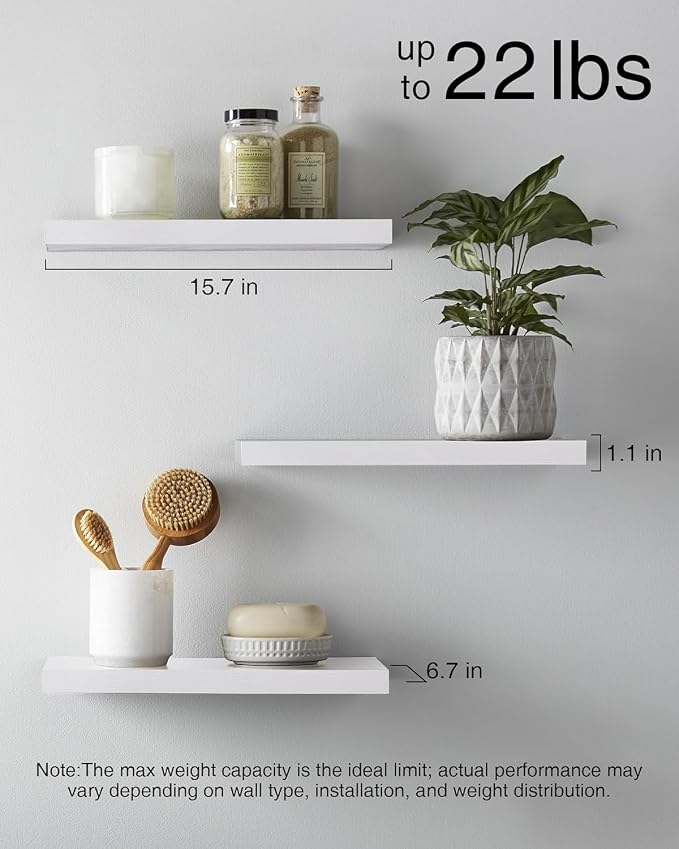 BAYKA White Floating Shelves for Wall – Rustic Wood Wall Shelves - Image 6