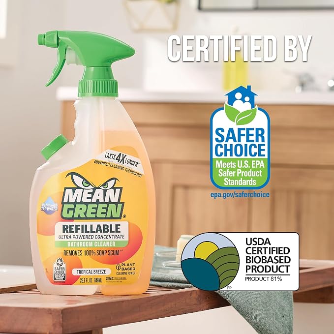 Mean Green Refillable Ultra Powered Bathroom Cleaner Concentrate, Tropical - Image 5