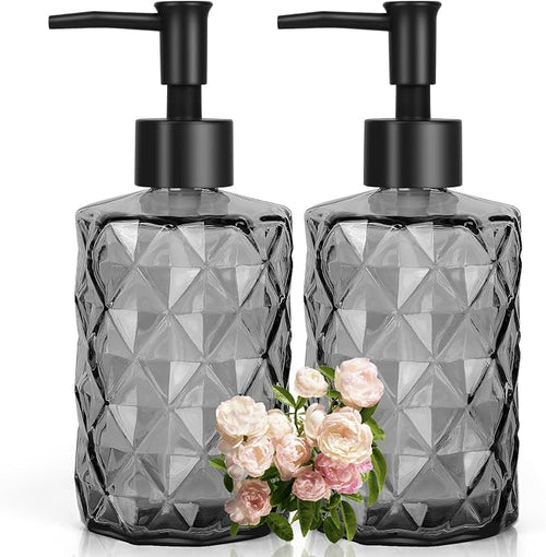11oz Glass Soap Dispenser with Plastic Pump, Elegant Dispenser by Ulable