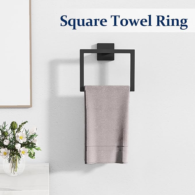 20-Pieces Matte Black Bathroom Hardware Set, 24 Inch Bath Towel Bar Set - Image 4