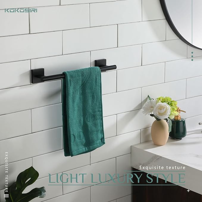 KOKOSIRI Bathroom Towel Bars 12 Inch Towel Ring Matte Black 30CM Hand Towel - Image 6