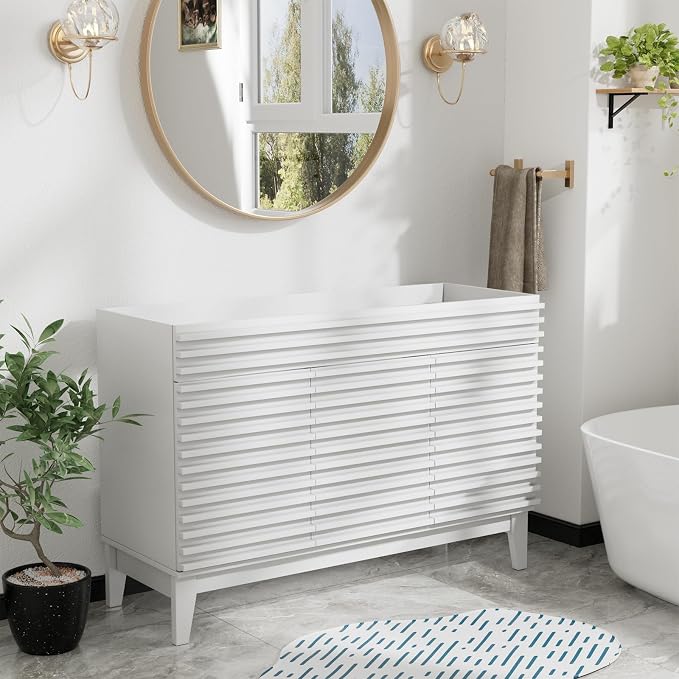 ROOMTEC 48" Bathroom Vanity, Mid-Century Freestanding Bathroom Vanity Cabinet - Image 2