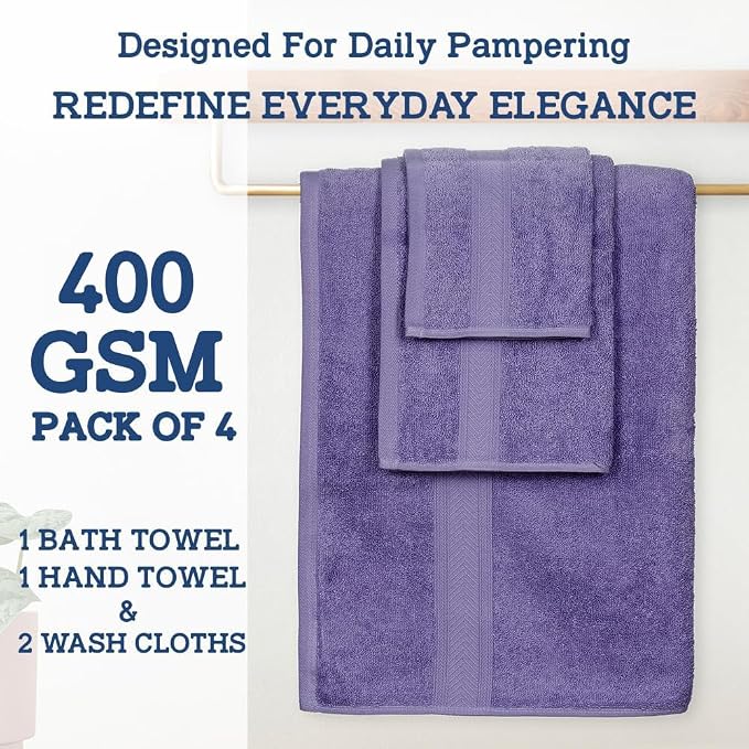 Casa Lino 100% Cotton Bath Towels Set of 4 - Image 3