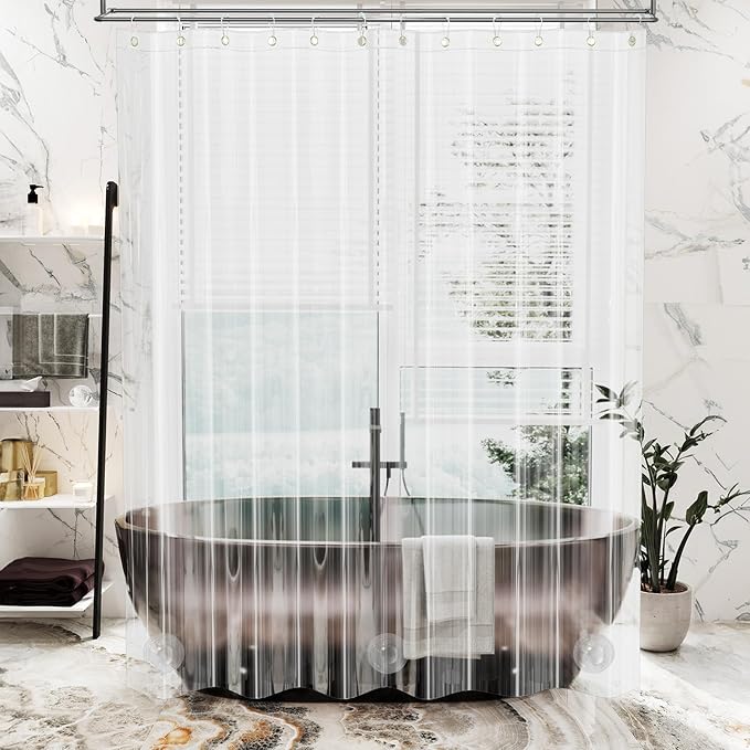 AmazerBath Crystal Clear Shower Curtain Plastic, Heavy Duty Shower Curtain 72x72 - Image 9
