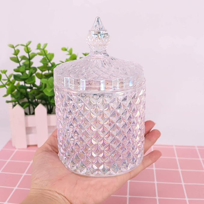 Colorful Home Decorative Jar Qtips Holder Dispenser Glass Storage Container - Image 3