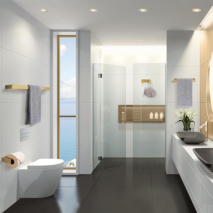 Lairuier Bathroom Hardware Accessories Set, Brushed Gold 4-Piece Bathroom - Image 5