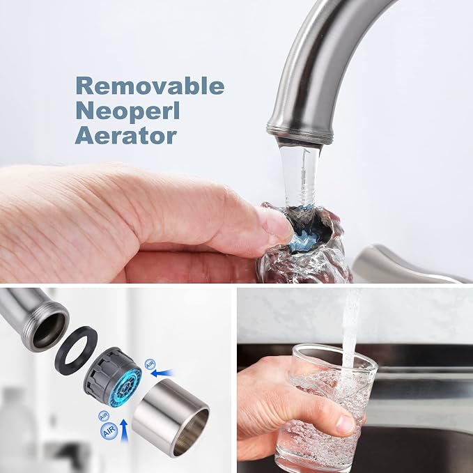 ARCORA 2 Handle Modern Bathroom Faucet Brushed Nickel, 4 Inch Centerset - Image 4