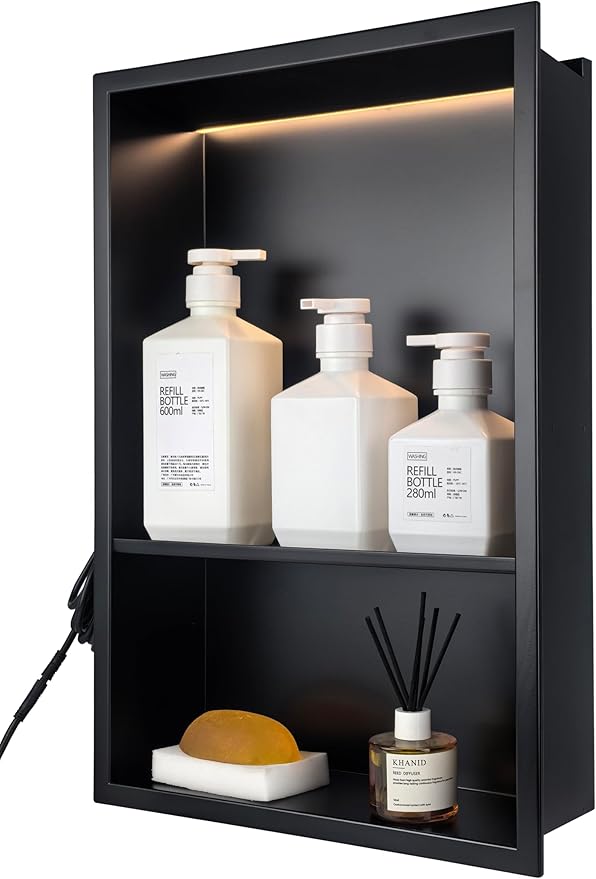 Black LED Shower Niche Stainless Steel 304 by IKITRAEE