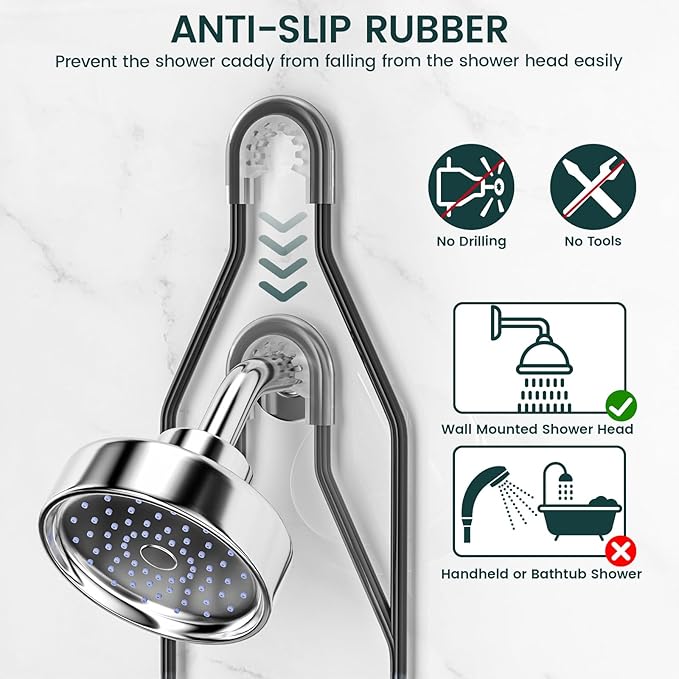 Shower Caddy Hanging Adjustable Shower Caddy, Rustproof Shower Organizer - Image 4