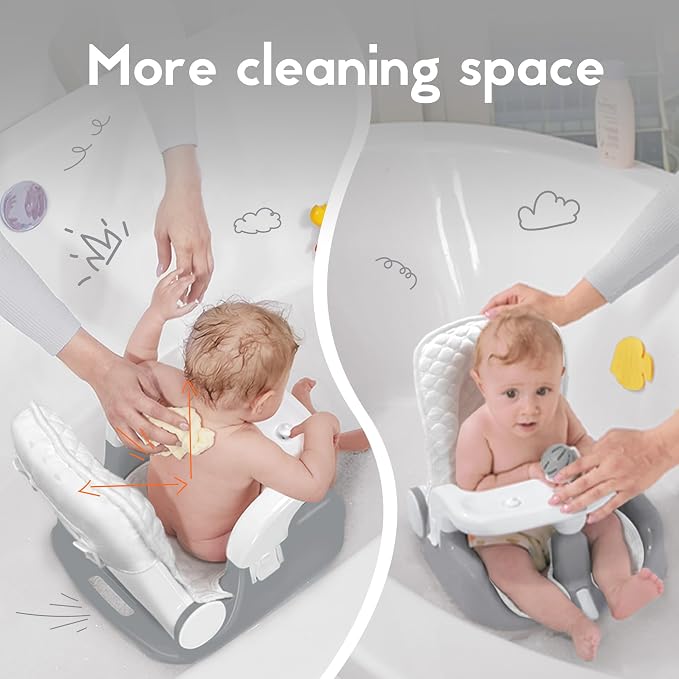 BabyBond Baby Bath Seat with Sitting & Lying 2 Modes, 3-Speed Adjustment - Image 4