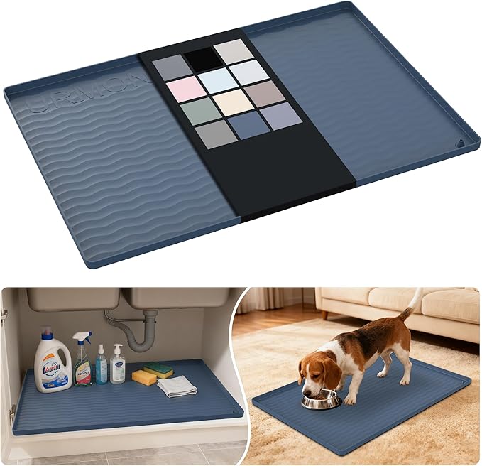 URMONA Waterproof Silicone Under Sink Mat 28'' x 19'' Shelf Liner by URMONA