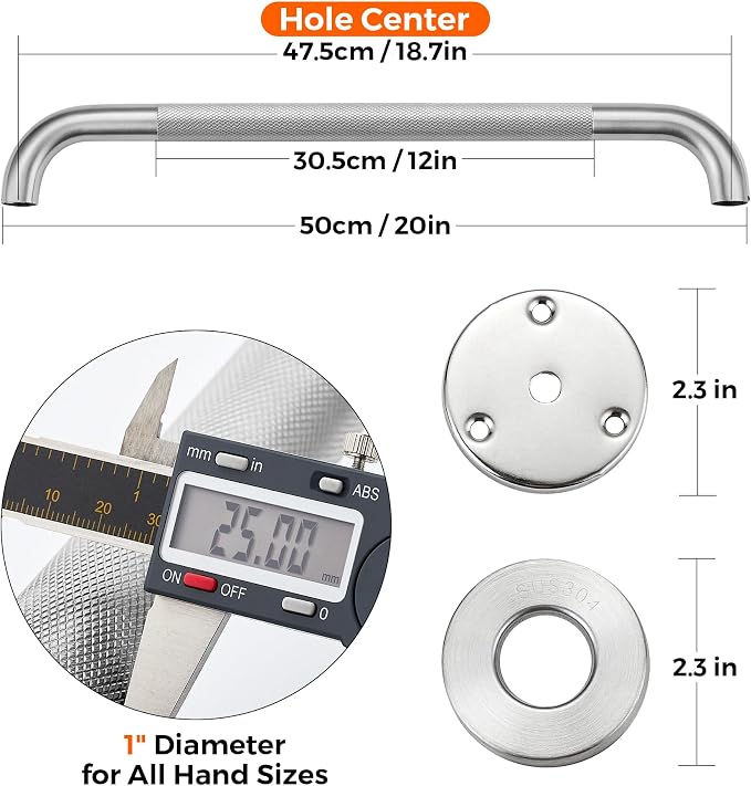 Grab Bars for Shower, 1 Pack 20-Inch Anti Slip Shower Handles for Elderly - Image 4
