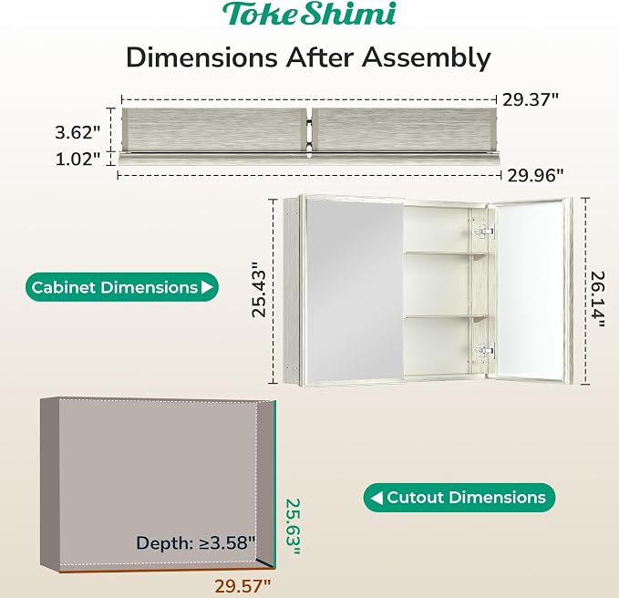 TokeShimi 30 x 26 Medicine Cabinet Mirror - Image 2
